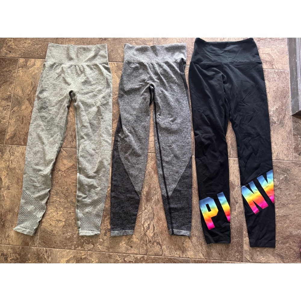 PINK‎ Victoria's Secret Leggings Yoga Seamless Athleisure XS set of 3 EUC